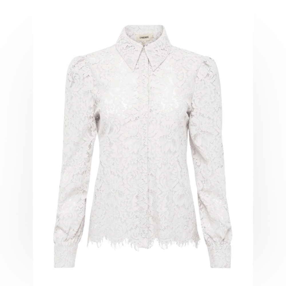 NWT L'AGENCE Jenica Lace Blouse, Ivory Color, Size Small
